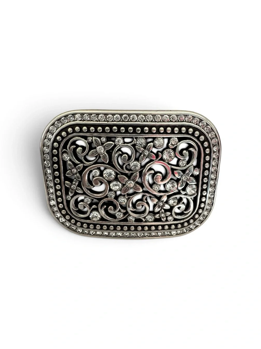Ariat Silver Ladies Floral Print Studded Silver Belt Buckle